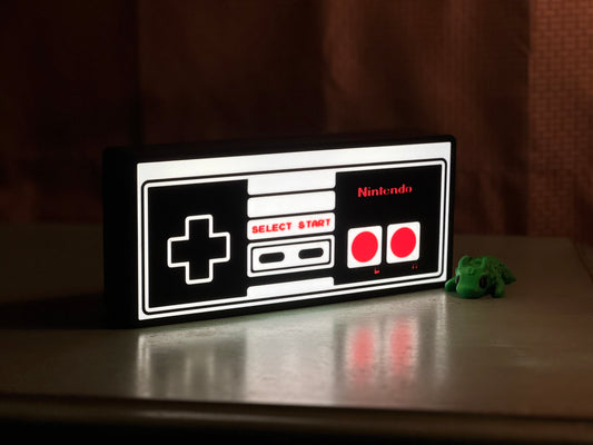 Retro Glow Classic Gamer Controller Lightbox – 3D Printed LED Wall Art | Vintage Gaming Decor