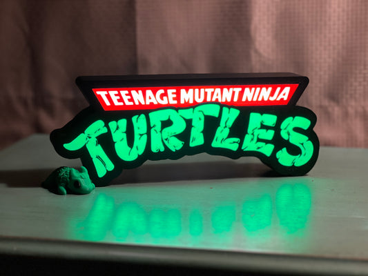 Retro Glow Heroes in a Half Shell Lightbox – 3D Printed LED Wall Art | Classic Ninja-Inspired Decor