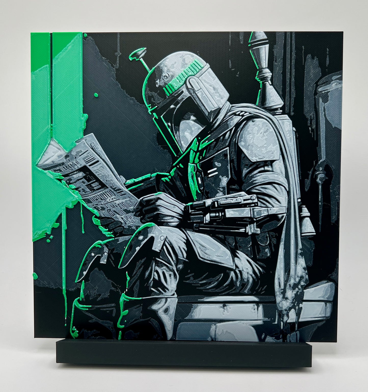 Boba Fett Bathroom Art – Funny 200mm x 200mm Hueforge Wall Decor | Star Wars-Themed Humor