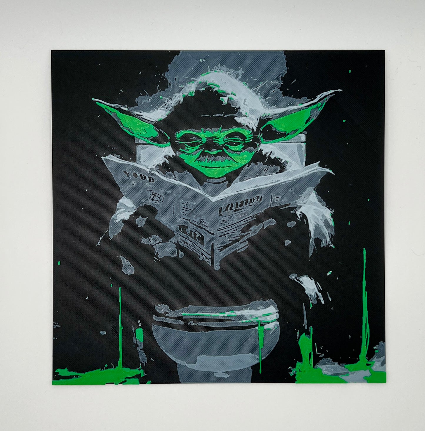 Yoda Bathroom Art – Funny 200mm x 200mm Hueforge Wall Decor | Star Wars-Themed Humor