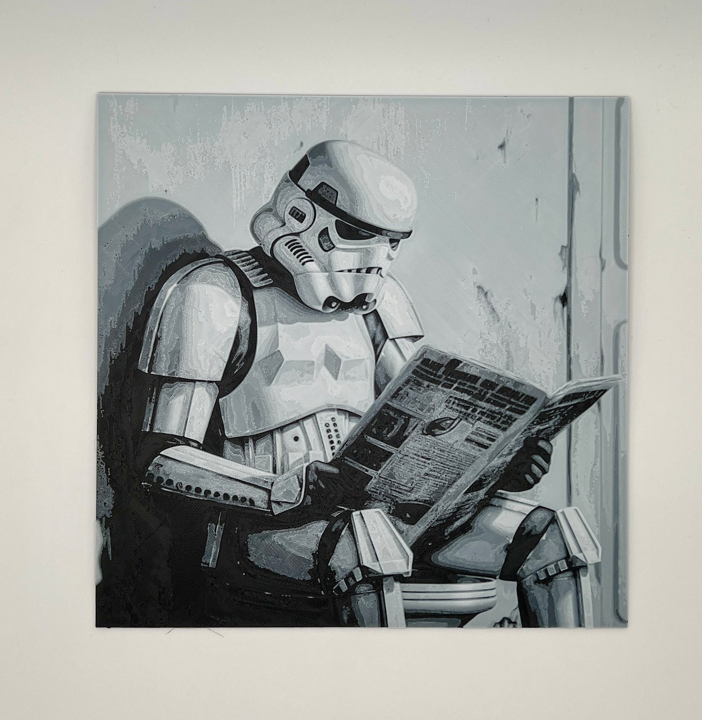 Storm Trooper Bathroom Art – Funny 200mm x 200mm Hueforge Wall Decor | Star Wars-Themed Humor