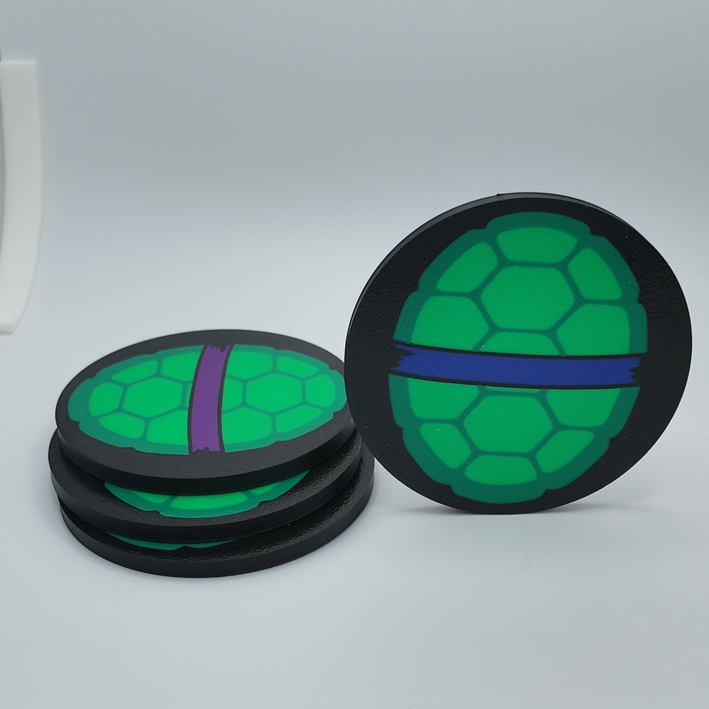 Turtle Shell Coasters Set – 3D Printed Ninja-Inspired Drink Coasters | Set of 4 | Pop Culture Home Decor