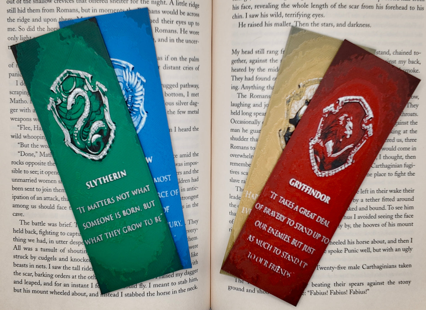 Wizarding House Bookmarks – 3D Printed Magical House-Inspired Bookmark Collection | Choose Your Favorite or Buy the Set